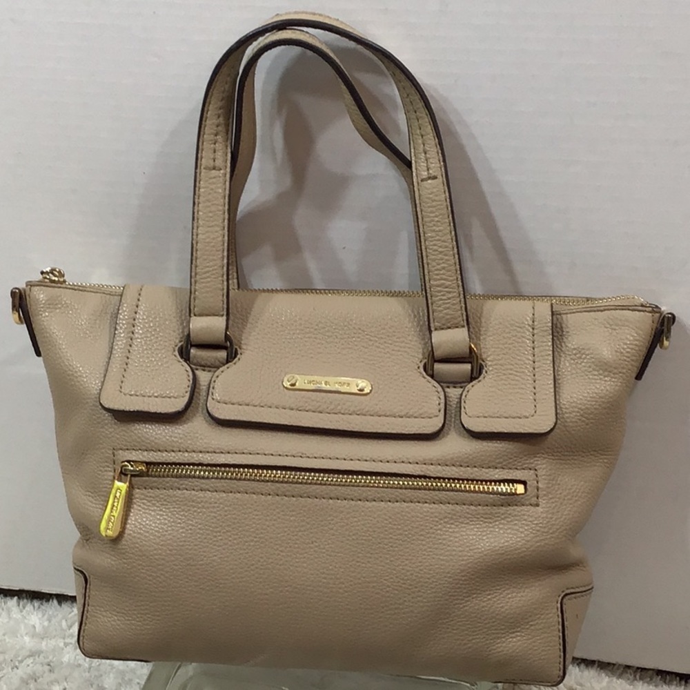 MMK taupe pebbled leather satchel